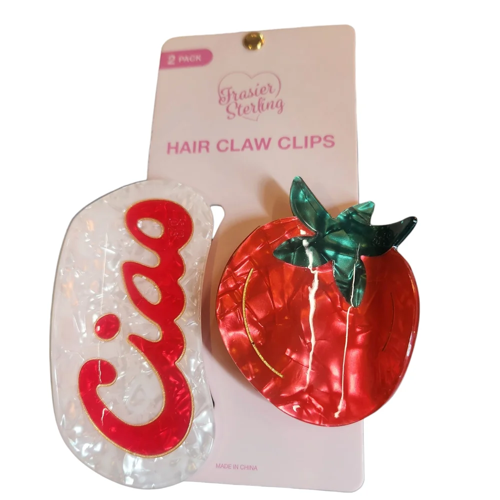 Frasier Sterling Ciao Tomato Large Glossy Hair Clip Set